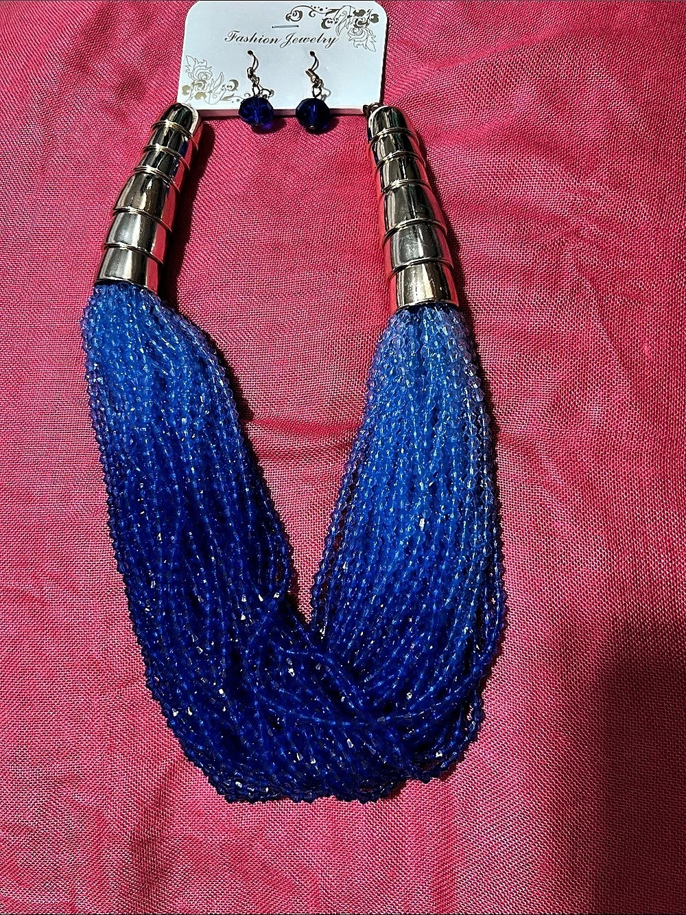 Blue Beaded Statement Necklace